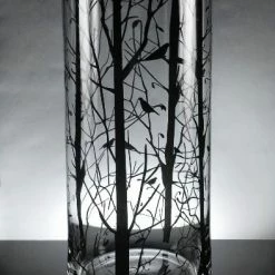 Richland Weddings Glass Cylinder Vase With Tree Silhouette 14in