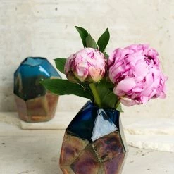 Richland Iridescent Blue Mogul Bohemian Bud Vase