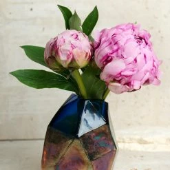 Richland Iridescent Blue Mogul Bohemian Bud Vase