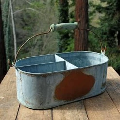 Richland Weathered Metal Caddy Gray