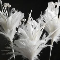 Richland White Decorative Feather Pick With Pearls & Crystals 22"