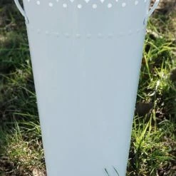 Richland 18" Scalloped WHITE ENAMEL Oval Flower Market Bucket With Handles Shop By Event