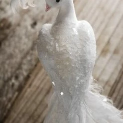 Richland Shop By Event White Feathered Peacock With Glitter 9"