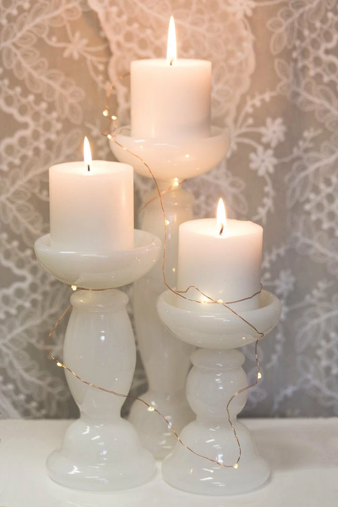 Richland White Glass Pillar Candle Holder 11.5" 2 Richland White Glass Pillar Candle Holder 11.5"