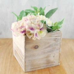 Richland Whitewashed Wood Planter 7in