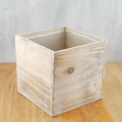 Richland Whitewashed Wood Planter 7in