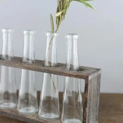 Richland Weddings Tabletop Vase Bottle Rack With 5 Glass Bottles 13in