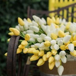 Richland Real Touch Silk Flower Mini Yellow Tulips Bouquet 15" Thanksgiving